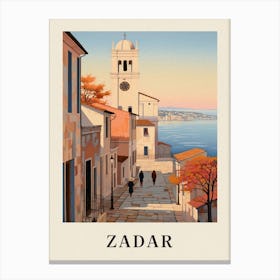 Zadar Croatia 3 Vintage Pink Travel Illustration Poster Canvas Print