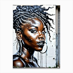 Graffiti Mural Of Beautiful Black Woman 369 Canvas Print