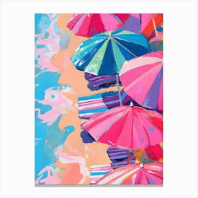 Umbrellas On The Beach Canvas Print