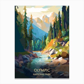 Olympic National Park Travel Poster Illustration Style 3 Canvas Print