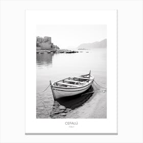 Poster Of Cefalu, Italy, Black And White Photo 2 Canvas Print