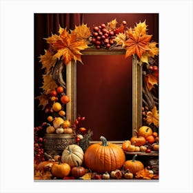 An Opulent Autumnal Frame Filled With Festive Thanksgiving Imagery Midst A Lavish Promotion Digital Canvas Print