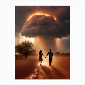 Couple Holding Hands In The Desert Canvas Print
