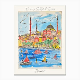 Poster Of Istanbul, Dreamy Storybook Illustration 3 Canvas Print