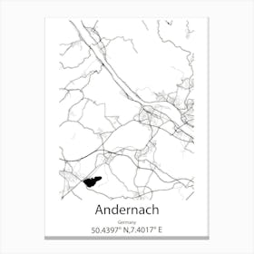 Andernach,Germany Minimalist Map Canvas Print