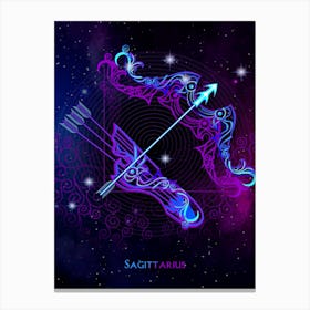 Sagittarius — Zodiac neon signs Canvas Print