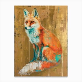 Red Fox Gold Effect Collage 1 Canvas Print