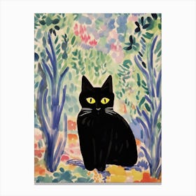 Henri Edmond Cross Style Cat In A Flower Garden 1 Canvas Print