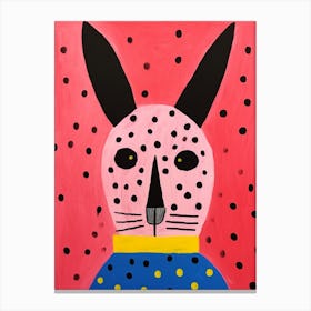 Pink Polka Dot Rabbit 1 Canvas Print