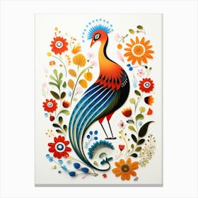 Scandinavian Bird Illustration Pheasant 7 Canvas Print