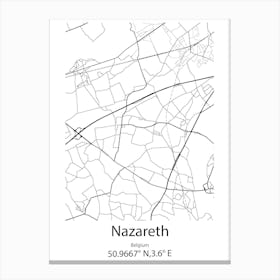 Nazareth,Belgium Minimalist Map Canvas Print