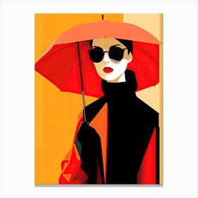 Woman With An Umbrella, Pop art Canvas Print