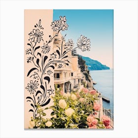 Amalfi Coast, Flower Collage 5 Canvas Print
