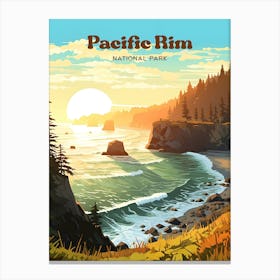 Pacific Rim National Park British Columbia Canada Vacation Modern Travel Illustration Canvas Print