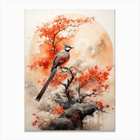Phoenix, Japanese Brush Painting, Ukiyo E, Minimal 4 Canvas Print