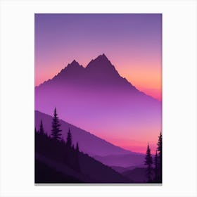 Misty Mountains Vertical Composition In Purple Tone 37 Canvas Print