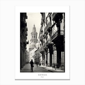 Poster Of Genoa, Italy, Black And White Analogue Photography 2 Canvas Print