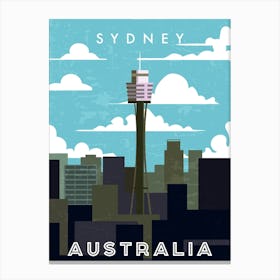 Sydney, Australia — Retro travel minimalist poster 1 Canvas Print