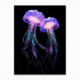 Mauve Stinger Jellyfish Neon Illustration 2 Canvas Print