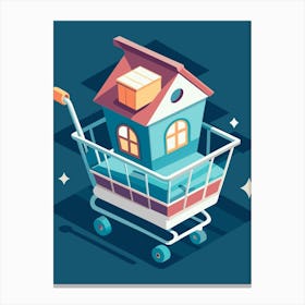 Isometric House In Shopping Cart Canvas Print