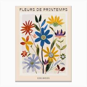 Spring Floral French Poster  Edelweiss 1 Canvas Print