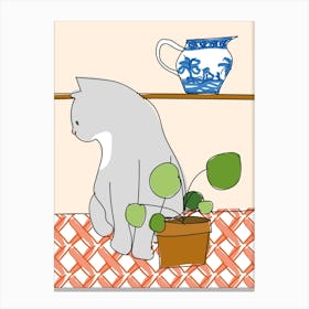 Cat On The Table I Canvas Print