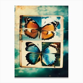 Butterfly Collage Polaroid Picture Canvas Print