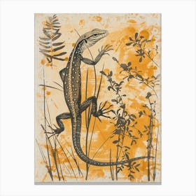 Yellow Oustalets Lizard Block Print 1 Canvas Print