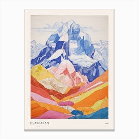 Huascaran Peru 2 Colourful Mountain Illustration Poster Canvas Print