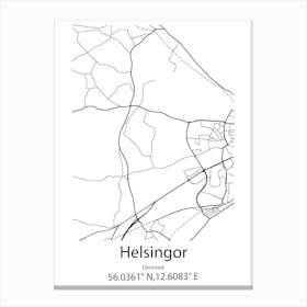 Helsingor,Denmark Minimalist Map Canvas Print