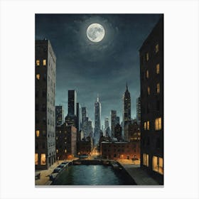 Full Moon Over New York City 2 Canvas Print