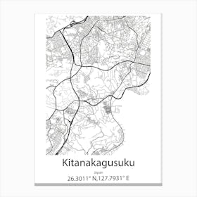 Kitanakagusuku,Japan Minimalist Map Toile