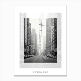 Poster Of Shenzhen, China, Black And White Old Photo 3 Canvas Print