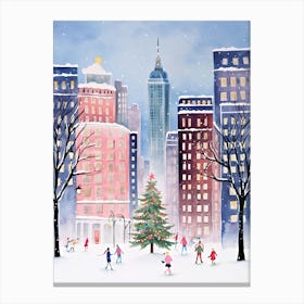 New York City Travel Christmas Painting Canvas Print
