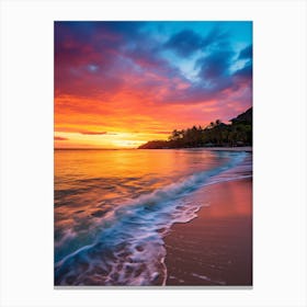 Grand Anse Beach Grenada At Sunset, Vibrant Painting 2 Canvas Print