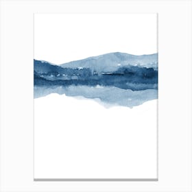 Watercolor Landscape 14 Navy Blue Canvas Line Art Print