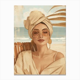 Portrait Of A Woman At The Beach Canvas Print