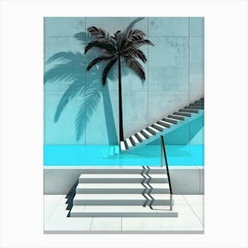 Palm Tree And Stairs Canvas Print