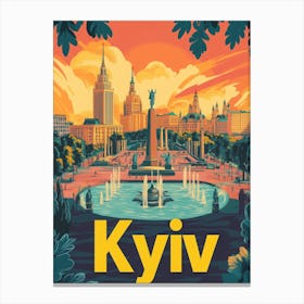 Aihrgdesign A Retro Travel Poster For Kyiv 5 Canvas Print