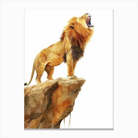 African Lion Roaring On A Cliff Clipart 2 Canvas Print
