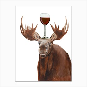 Moose With Wineglass Canvas Print