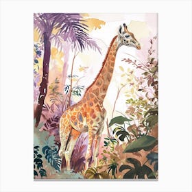 Watercolour Leaf Giraffe Canvas Print