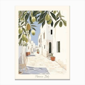 Puglia Italy With Olives Watercolour Canvas Print
