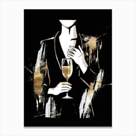 Woman With A Glass Of Wine Canvas Print