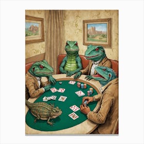 Lizards Playing Poker Canvas Print