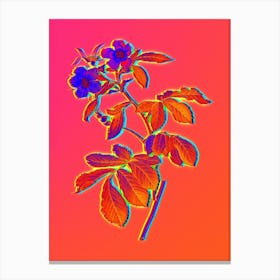 Neon Pink Alpine Roses Botanical in Hot Pink and Electric Blue n.0321 Canvas Print