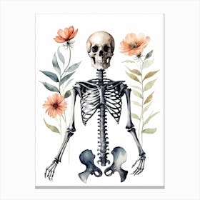 Floral Skeleton Watercolor Painting (24) Canvas Print