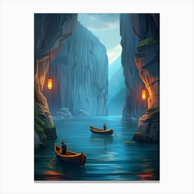 Boat In The Cave Canvas Print