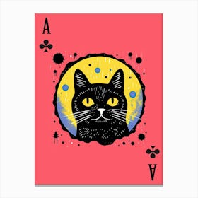Playing Cards Cat 7 Pink And Black Canvas Print