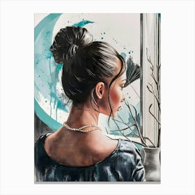 Woman Looking Out The Window Canvas Print